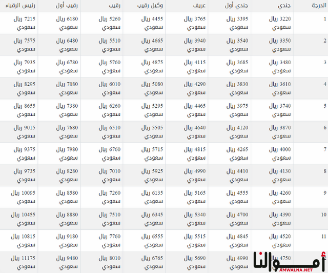 رواتب الأمن البيئي مع البدلات