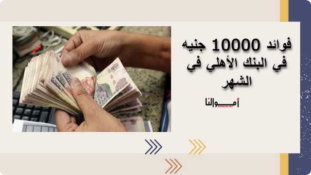 قيمة فوائد 10000 جنيه في البنك الأهلي شهرياً